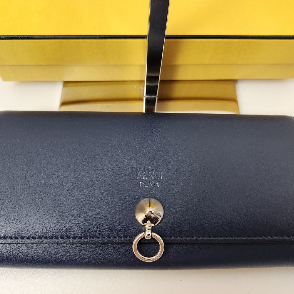 Fendi Navy Blue Leather Wallet